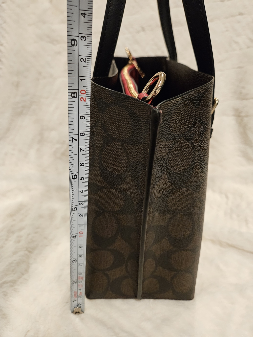 Coach Mollie 25 Tote Bag In Dark Brown Signature Canvas - Picture 11 of 12